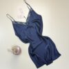 Milky - Etam - bleu Nuisette en soie décolleté dentelle