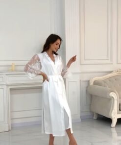 Alternative view of Ensemble nuisette longue peignoir "blanc"