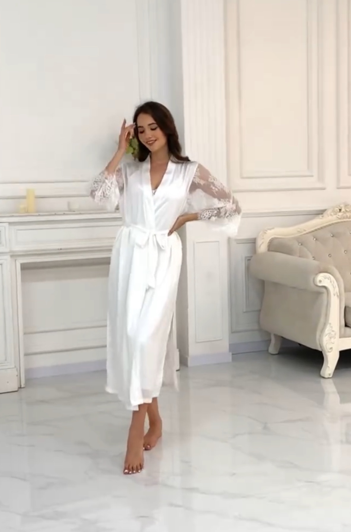 Ensemble nuisette longue peignoir "blanc" – Image 3