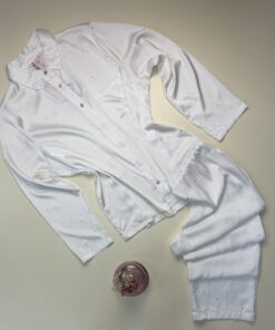 Pyjama Boutonnée en satin perlé " Blanc "