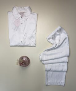 Alternative view of Pyjama Boutonnée en satin perlé " Blanc "