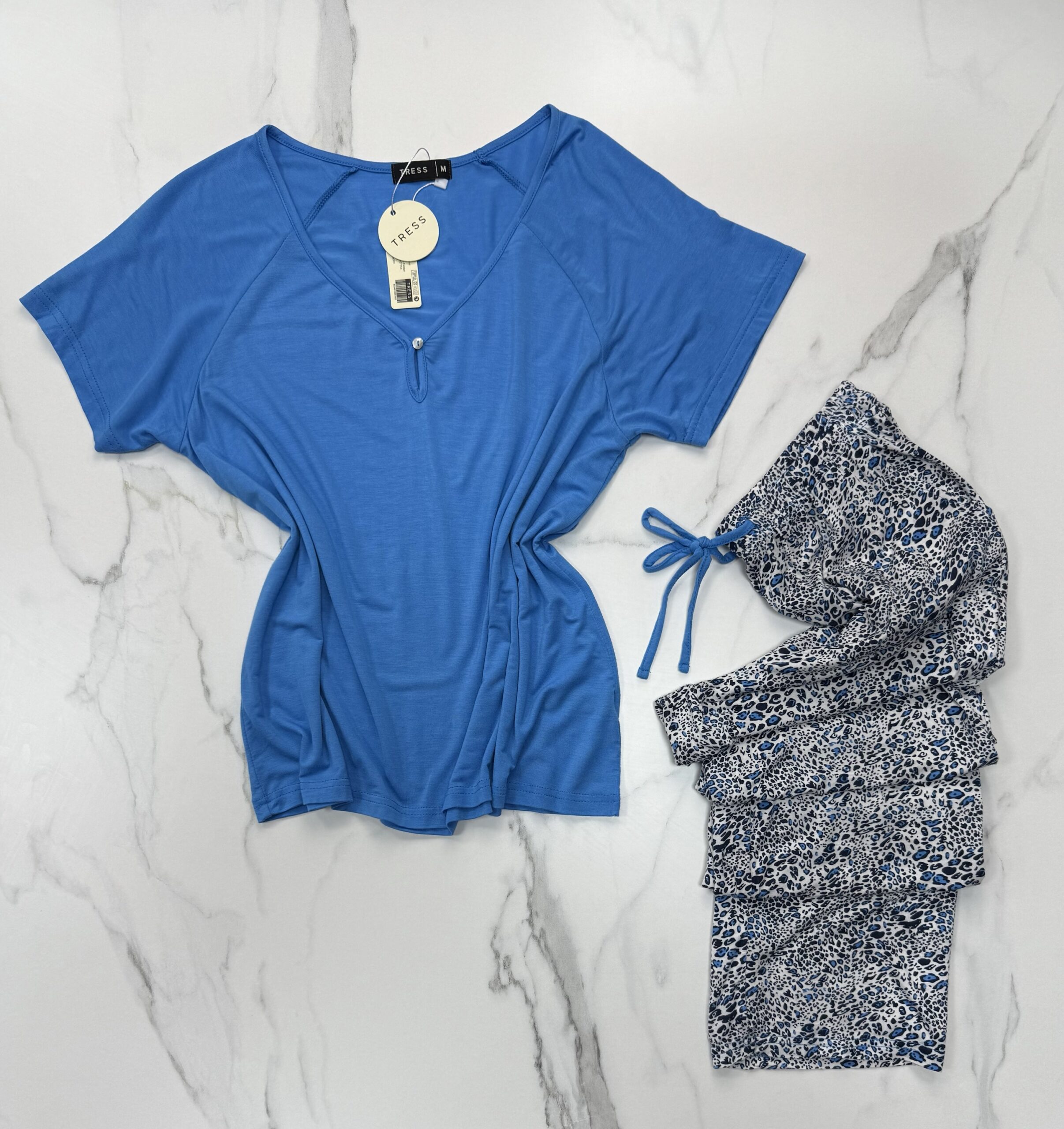 Pyjama pantalon haut demi manche " Bleu " – Image 2