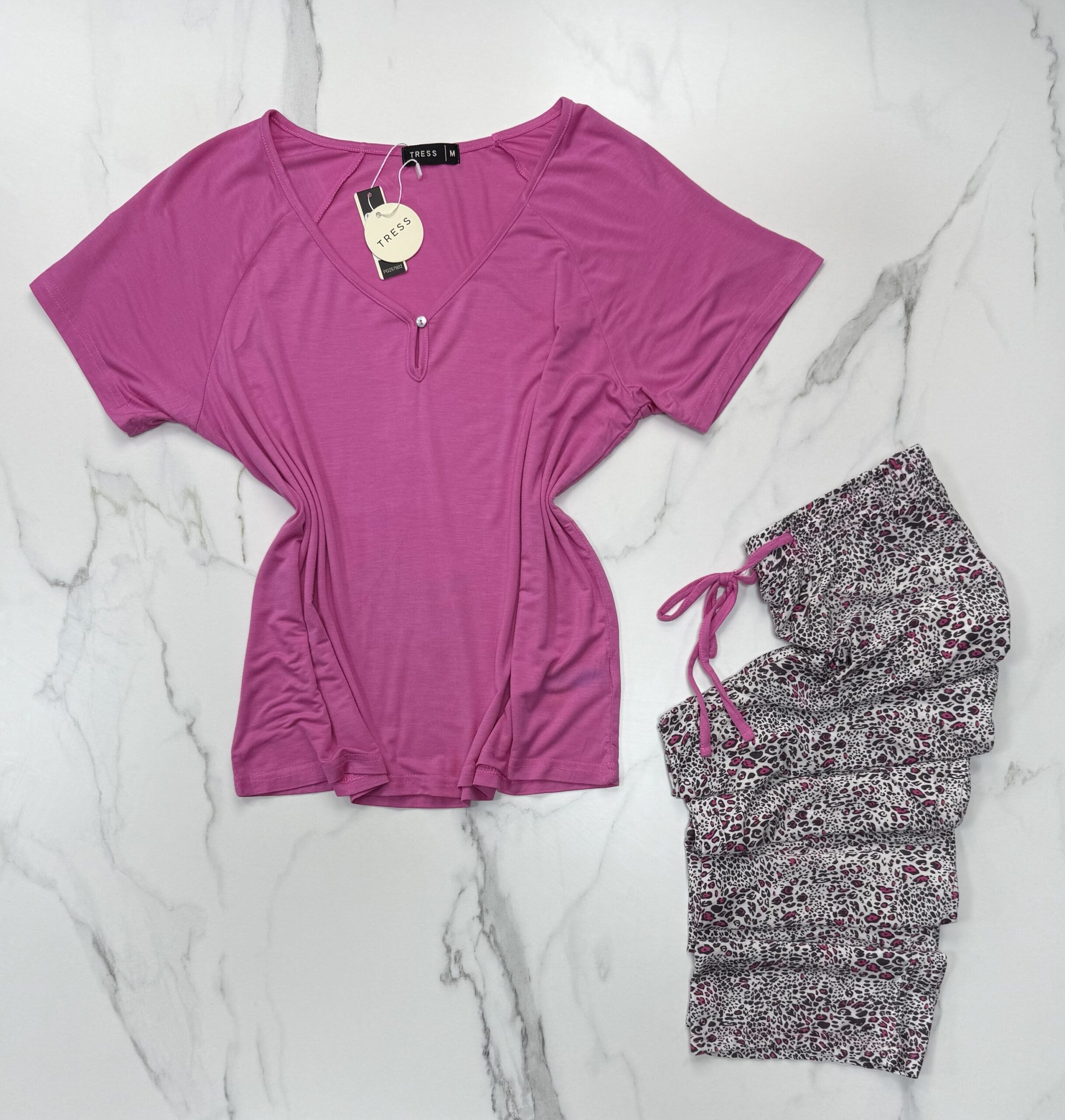 Pyjama pantalon haut demi manche " Rose " – Image 2