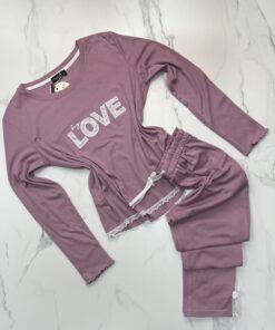 Pyjama Manche Longue en dentelle "Rose"