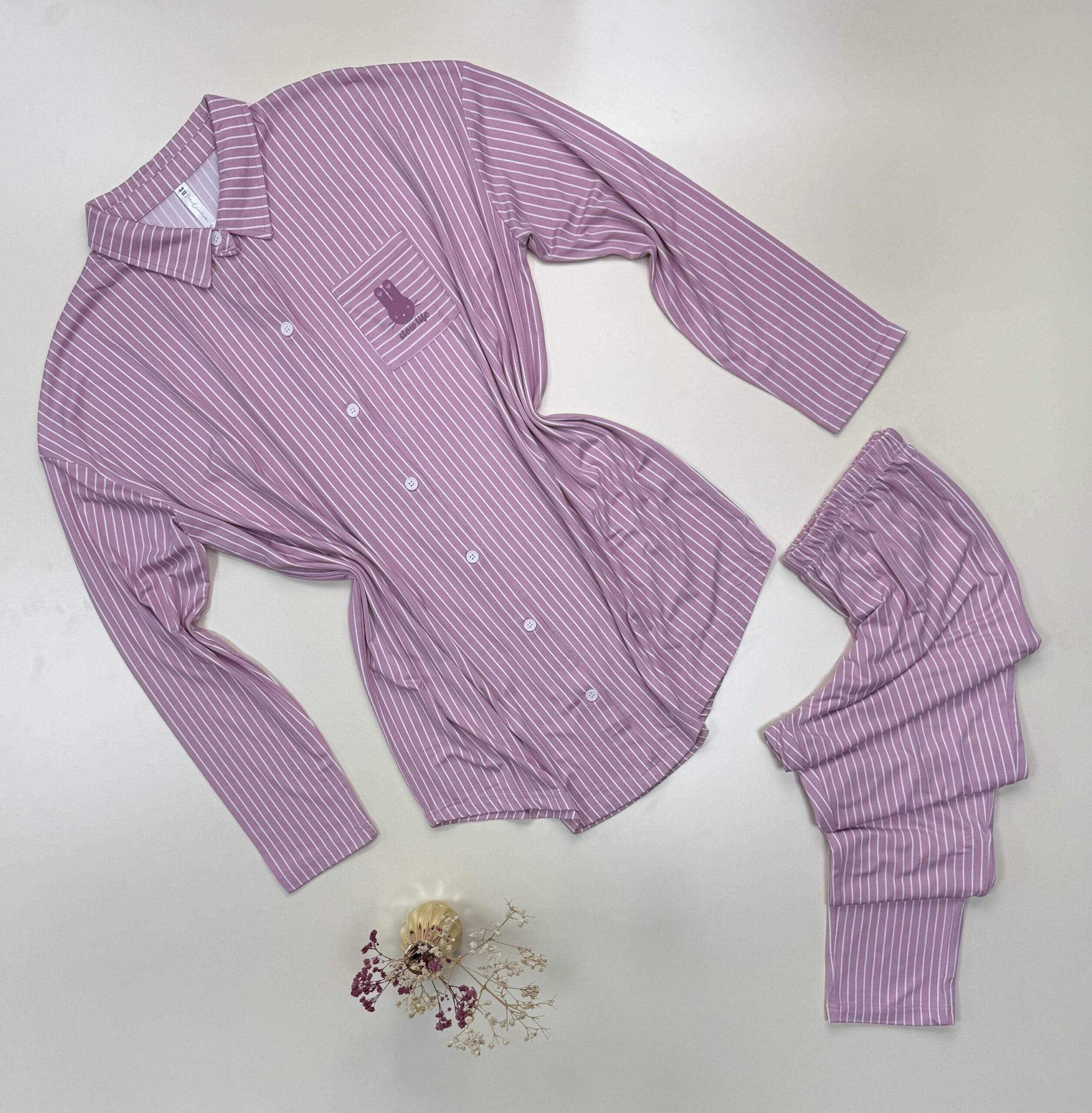Pyjama boutonné à rayures "Rose"