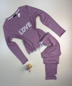 Pyjama Manche Longue en dentelle "Rose"