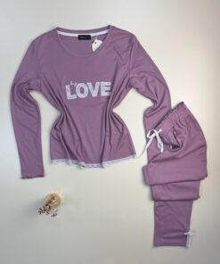 Alternative view of Pyjama Manche Longue en dentelle "Rose"