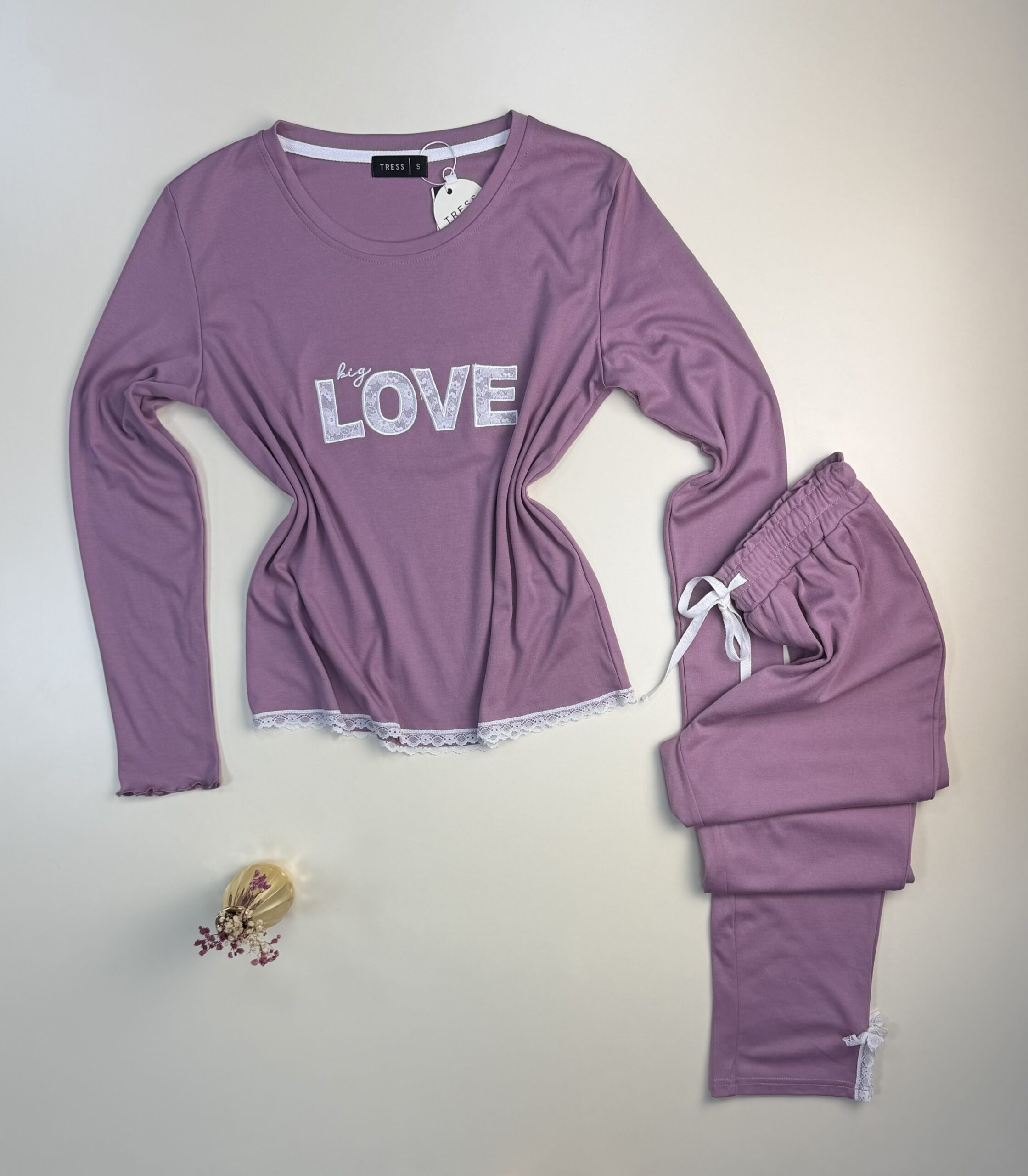 Pyjama Manche Longue en dentelle "Rose" – Image 2