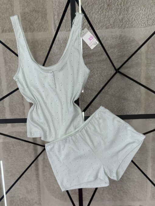 Pyjama short bustier Primark  " petites fleurs vert "