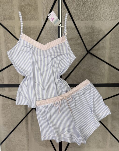 Pyjama short bustier - Primark - " Bleu à rayures "