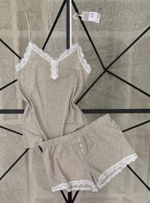 Pyjama short bustier - Primark - " Beige à rayures  "