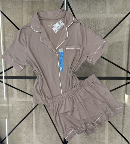 Pyjama boutonné short haut demi manche primark " Taupe "