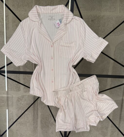 Pyjama boutonné short haut demi manche primark " rose à rayures "