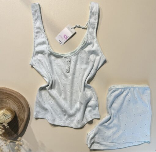 Pyjama short bustier Primark  " petites fleurs vert "