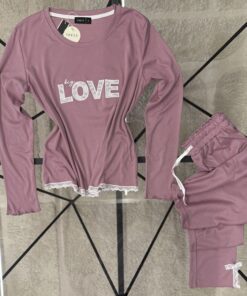 Alternative view of Pyjama Manche Longue en dentelle "Rose"