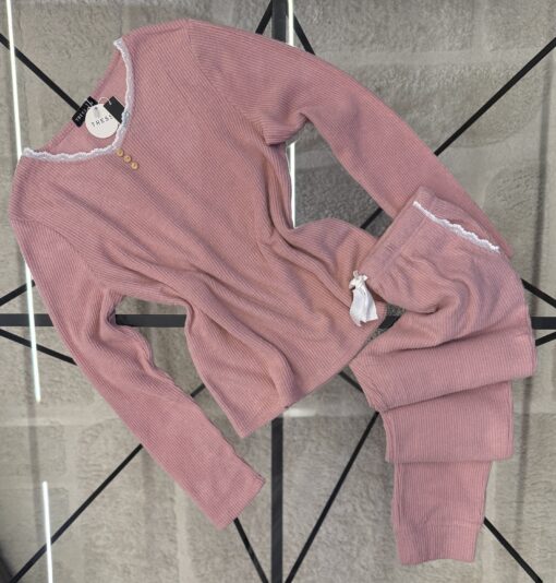 Pyjama manche longue en dentelle "Rose"