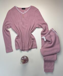 Alternative view of Pyjama manche longue en dentelle "Rose"