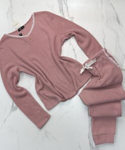 Pyjama manche longue en dentelle "Rose"