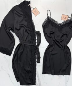 Ensemble nuisette peignoir "noir"