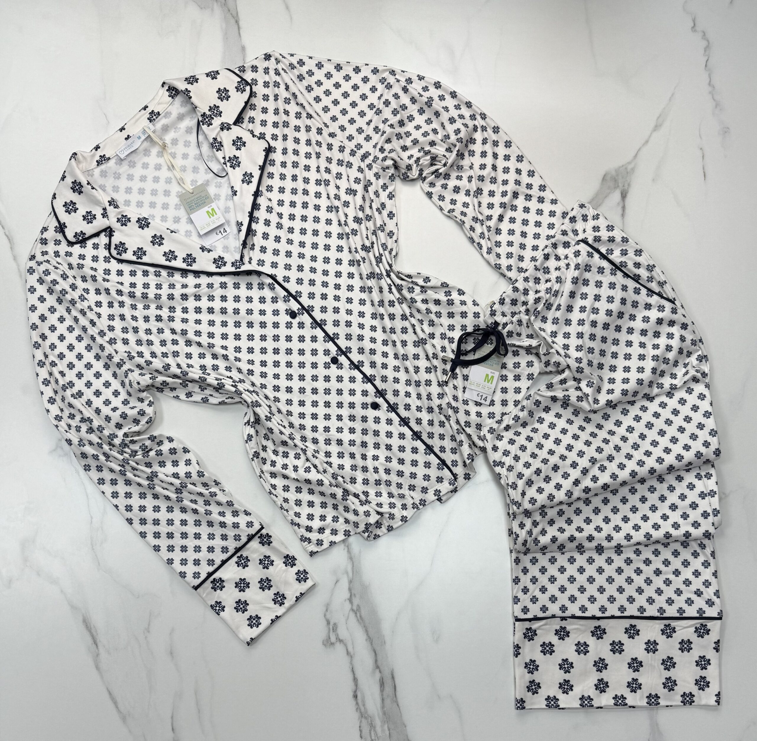 Pyjama boutonné - Primark - " Blanc à motifs "