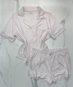 Pyjama boutonné short haut demi manche primark " rose à rayures "