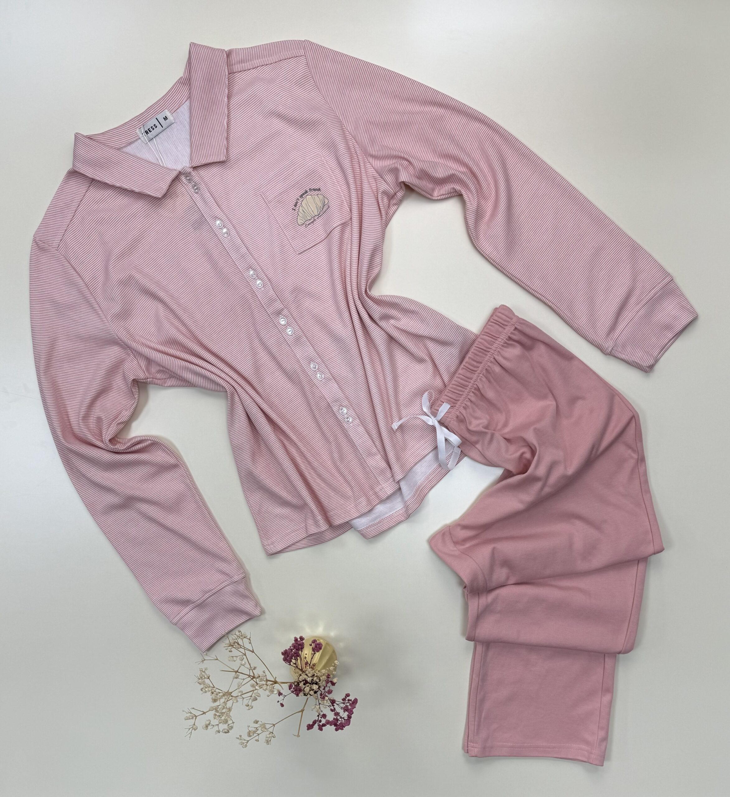Pyjama boutonnée manche longue "Rose"