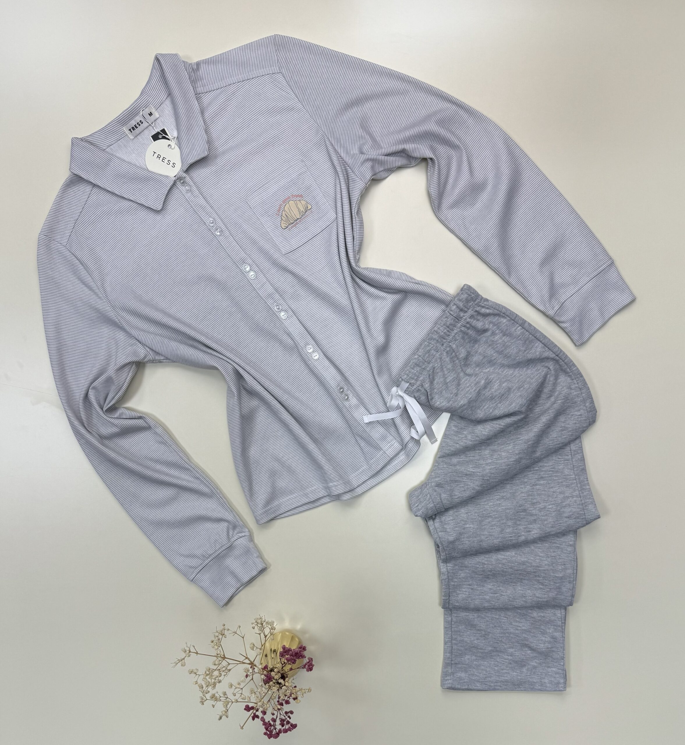 Pyjama boutonnée manche longue "Gris"