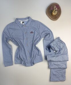 Alternative view of Pyjama Boutonnée "Bleu à rayures"