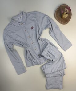 Pyjama Boutonnée "Gris à rayures"