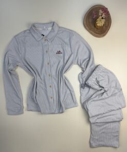 Alternative view of Pyjama Boutonnée "Gris à rayures"