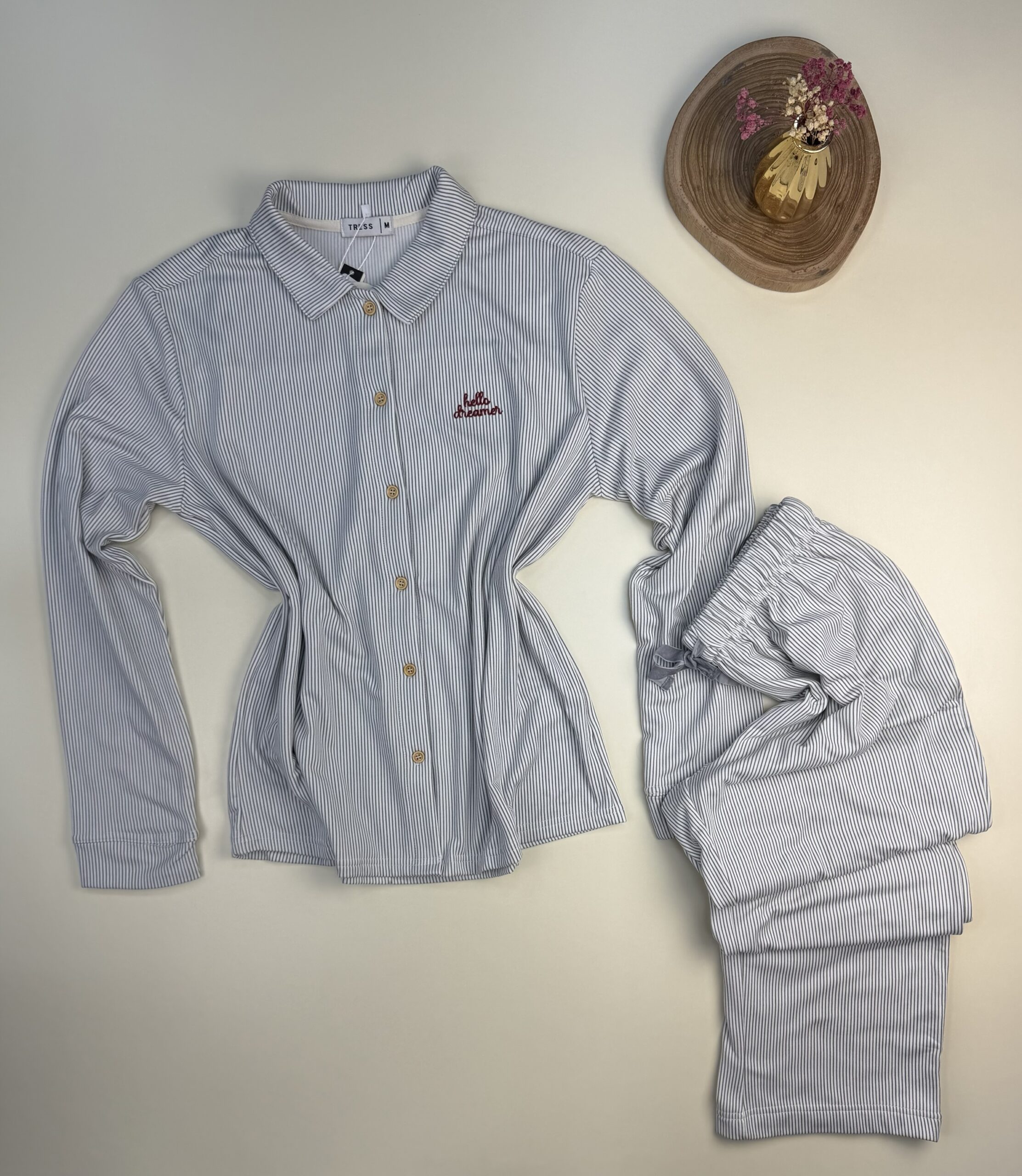 Pyjama Boutonnée "Gris à rayures" – Image 2