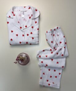Alternative view of Pyjama manche longue boutonnée "coeur rouge"