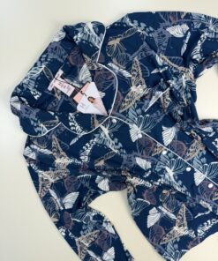 Alternative view of Pyjama manche longue boutonnée "Bleu papillon"