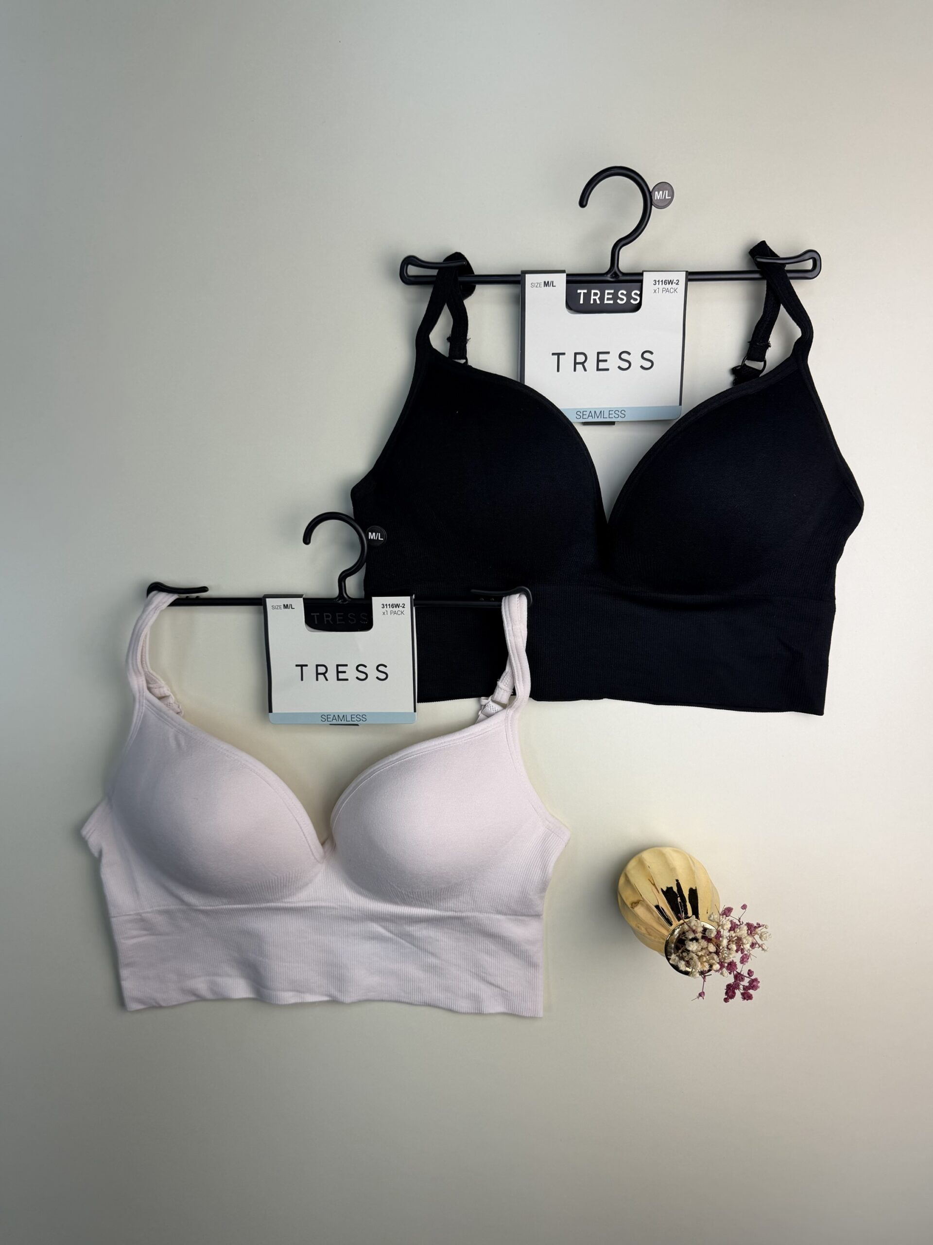 Pack de 2 brassières tress "Noir/beige rose" – Image 3