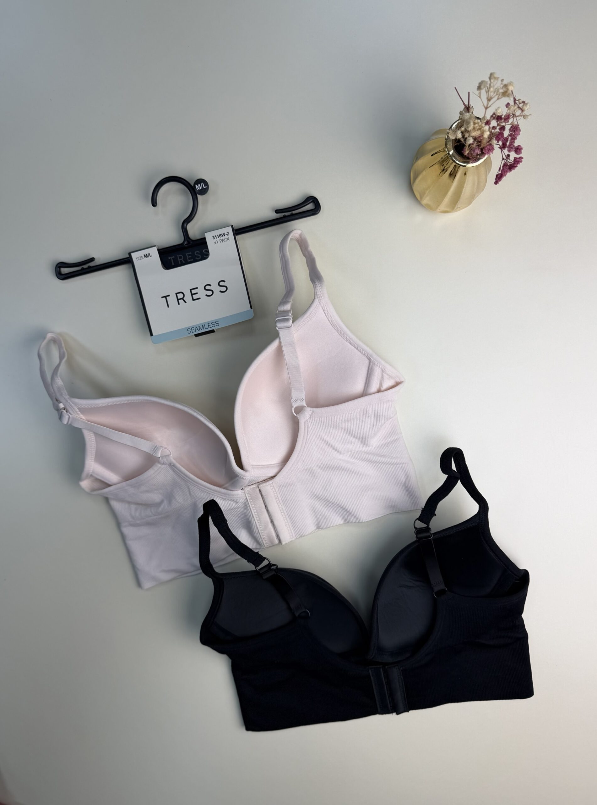 Pack de 2 brassières tress "Noir/beige rose" – Image 2