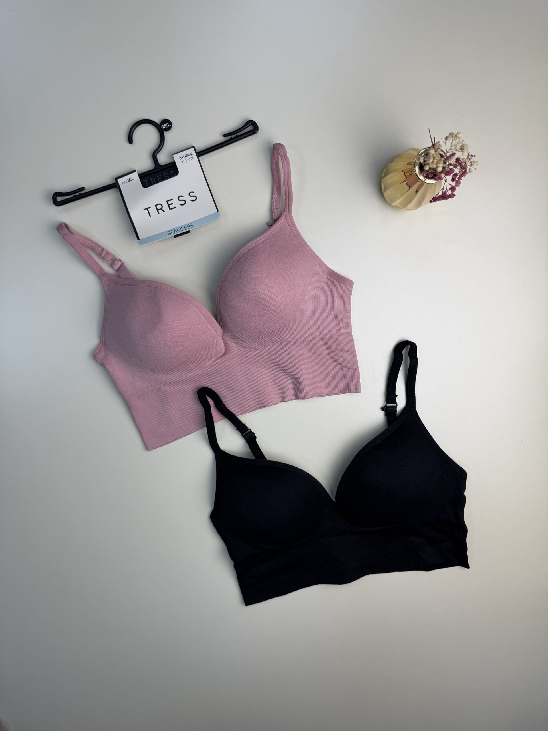 Pack de 2 brassières tress "Noir/Rose"