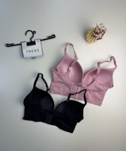 Alternative view of Pack de 2 brassières tress "Noir/Rose"