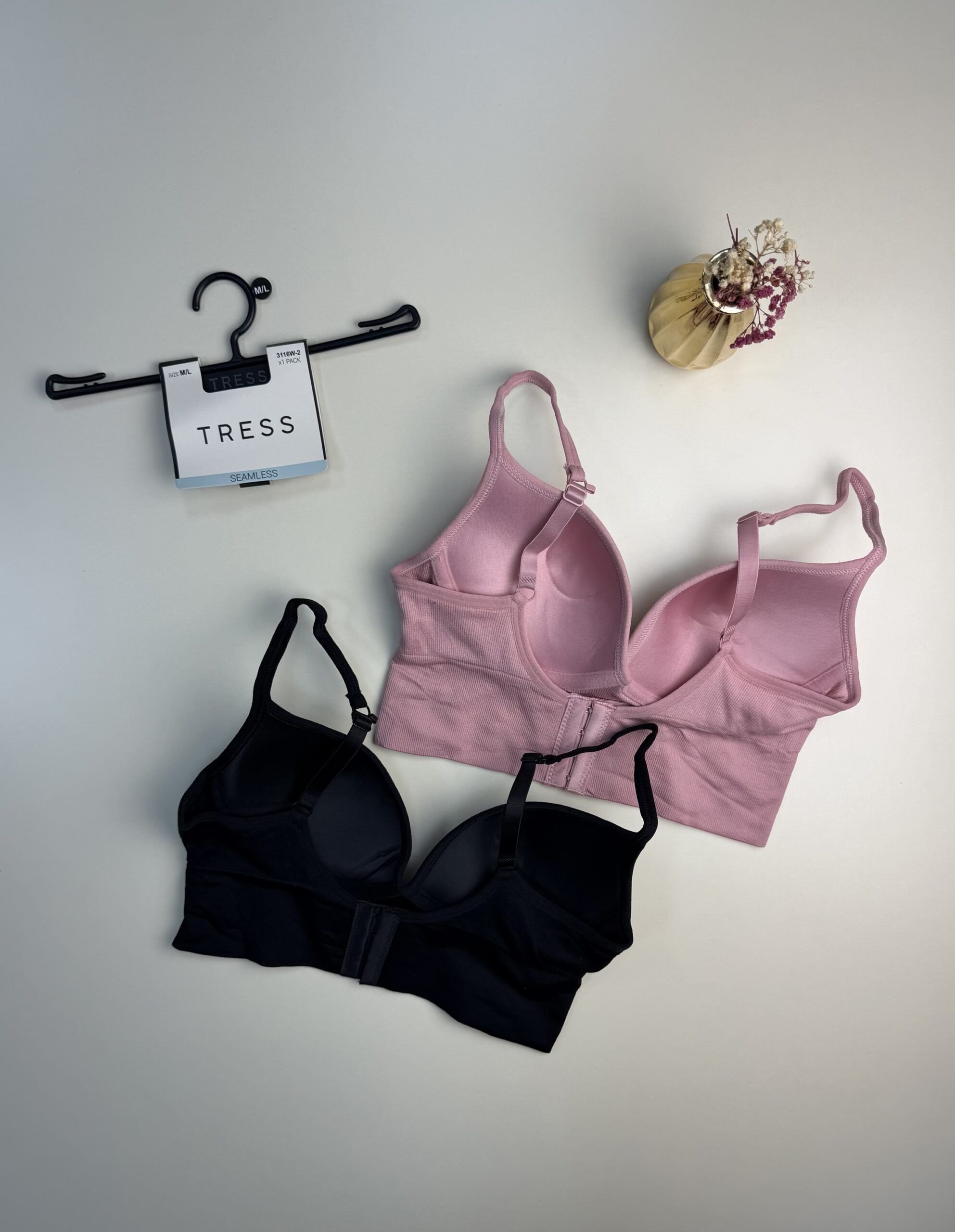 Pack de 2 brassières tress "Noir/Rose" – Image 2