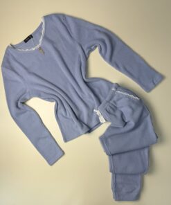 Pyjama manche longue en dentelle "Bleu"