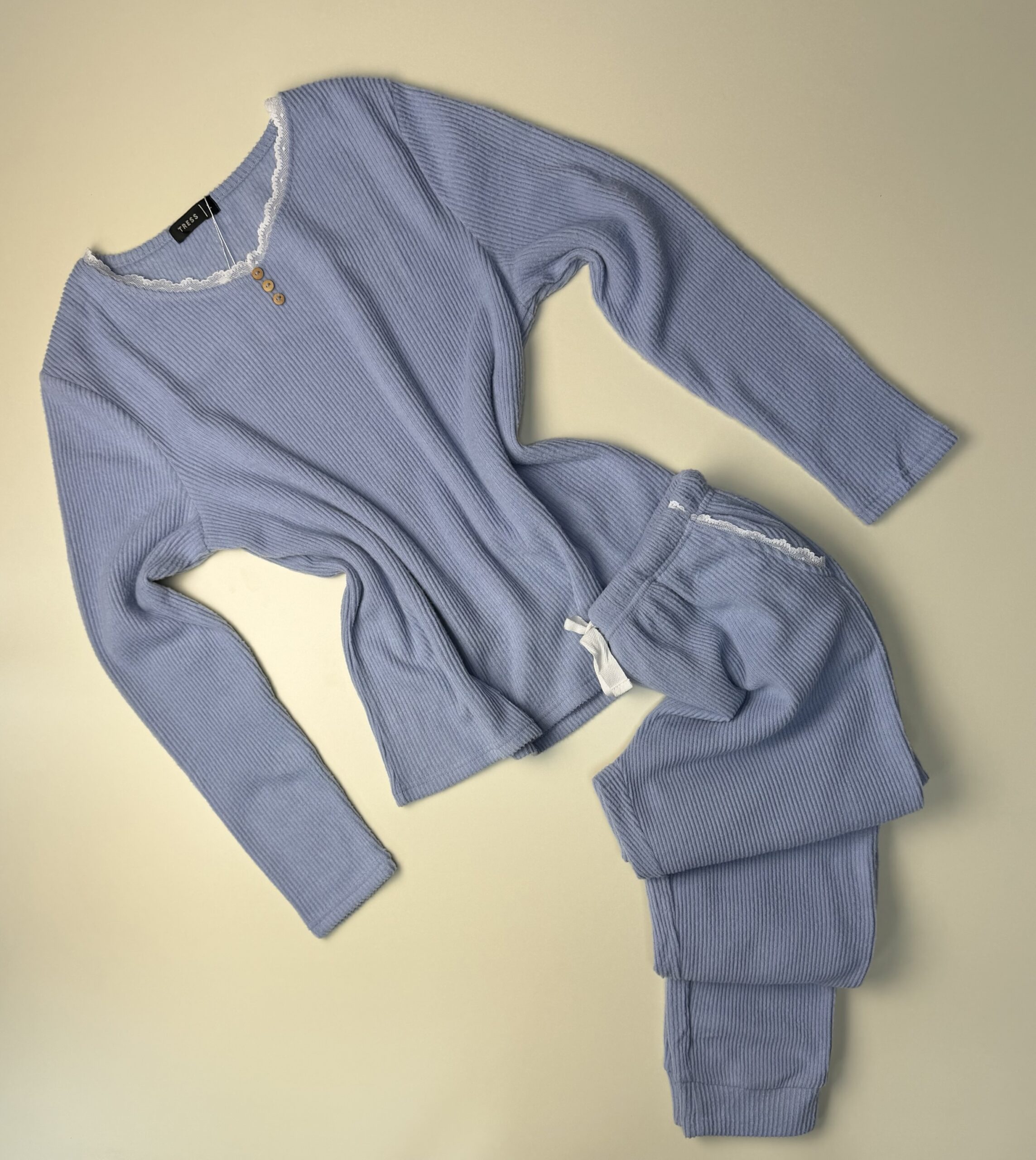 Pyjama manche longue en dentelle "Bleu"