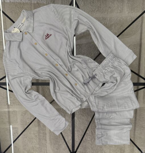 Pyjama Boutonnée "Gris à rayures"