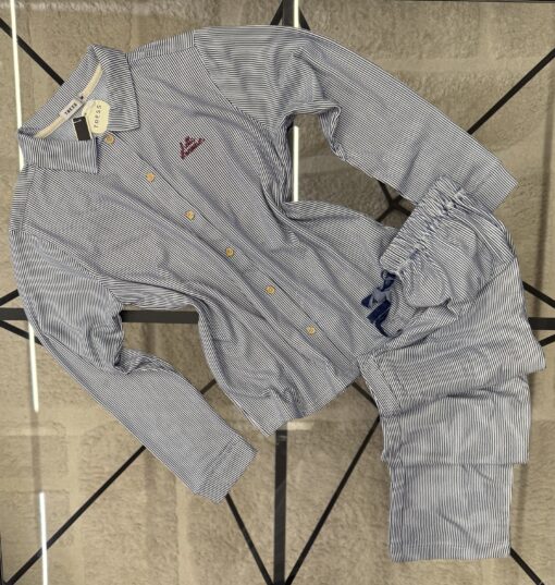 Pyjama Boutonnée "Bleu à rayures"