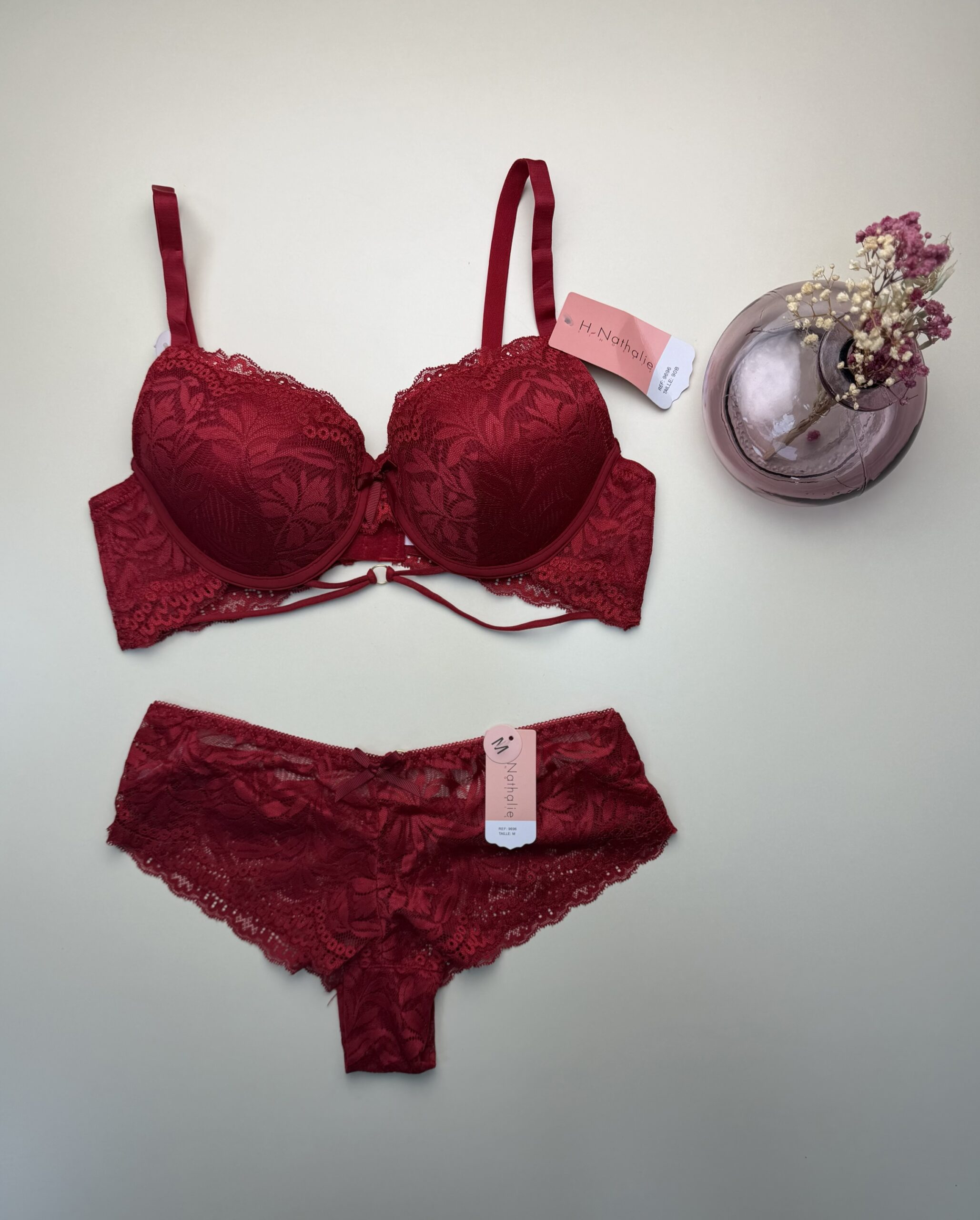 Ensemble 2 pcs - en dentelle - "Rouge" Push Up – Image 2