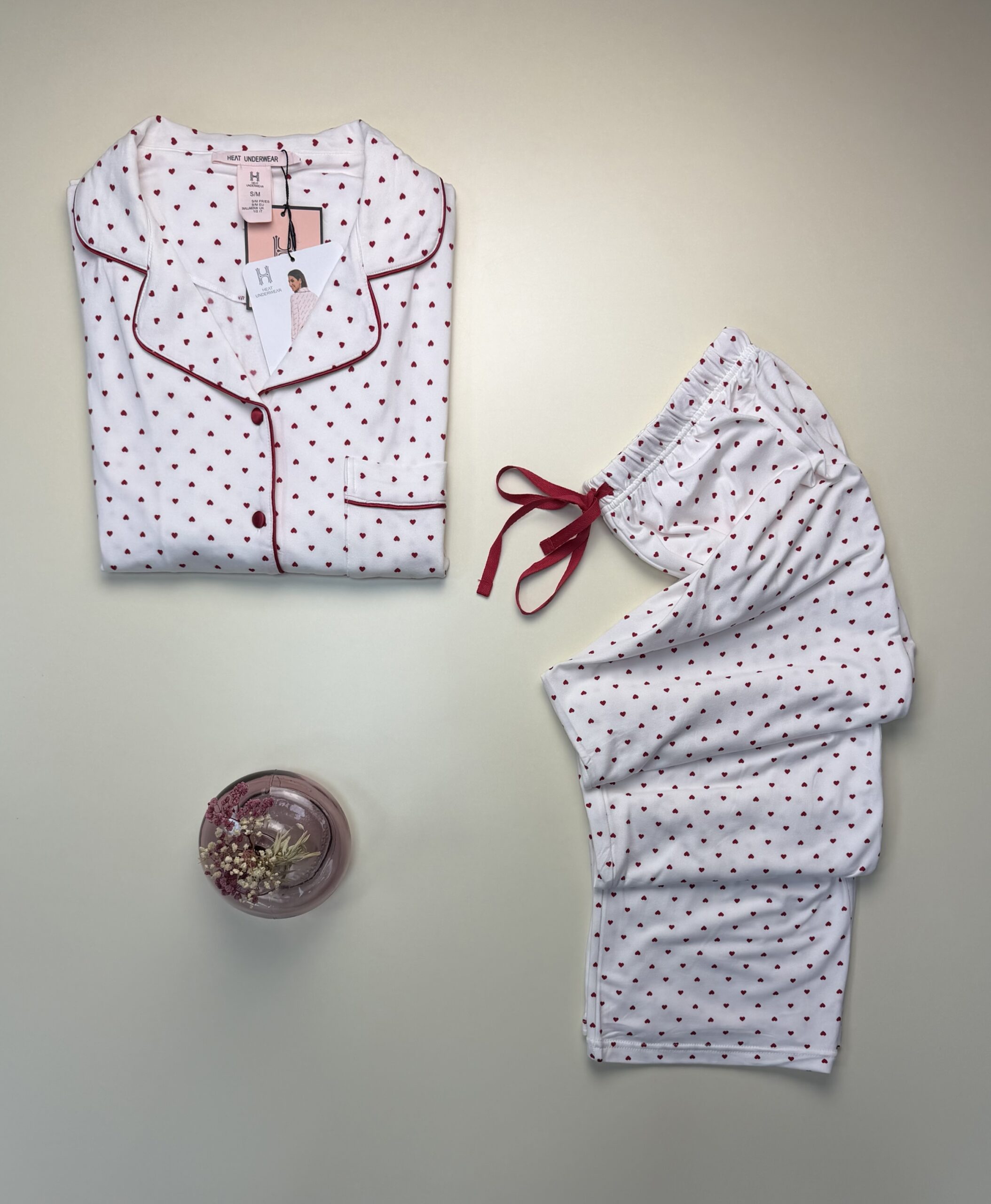 Pyjama boutonnée manche longue "blanc coeur" – Image 2