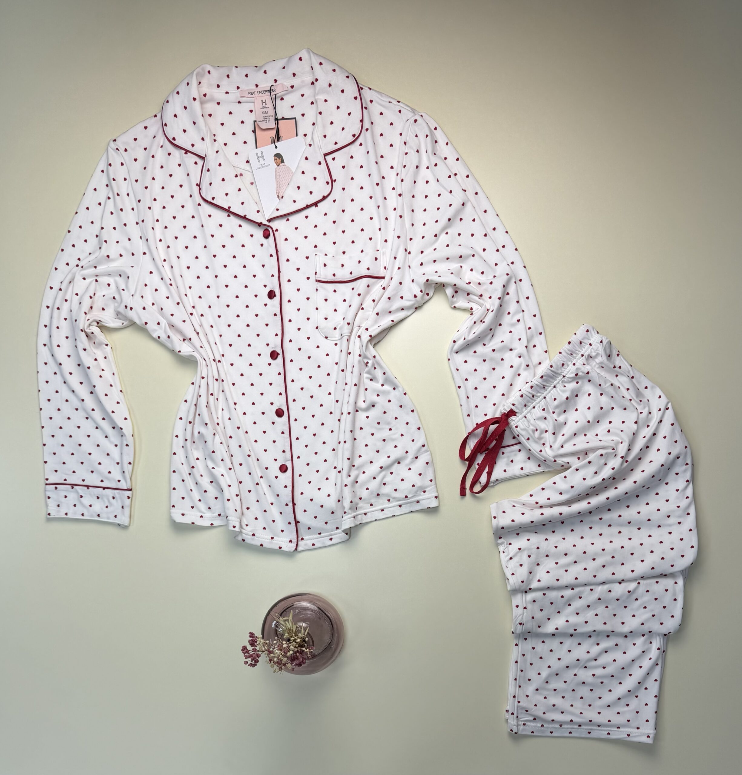 Pyjama boutonnée manche longue "blanc coeur" – Image 4