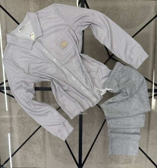 Pyjama boutonnée manche longue "Gris"
