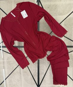 Pyjama haut manche longue - Caress - Bordeaux