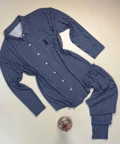 Pyjama boutonné à rayures "Bleu"