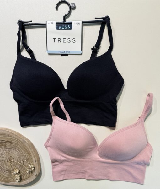 Pack de 2 brassières tress "Noir/Rose"