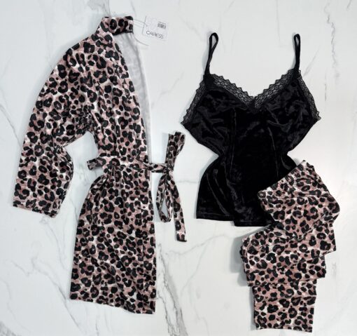 Pyjama 3 pièces "Leopard Rose"